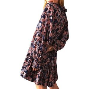 Anthropologie Sundry Boho Floral Print Long Sleeve Tiered Mini Dress Size Small‎